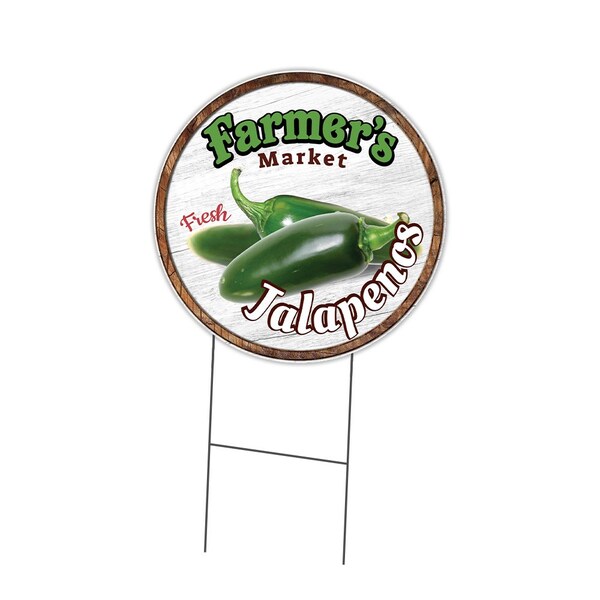 Signmission Farmers Market Jalapenos Double Sided Corrugated Plastic Circle Yard Sign, C-24-CIR-DS-WS-Jalapenos C-24-CIR-DS-WS-Jalapenos - main