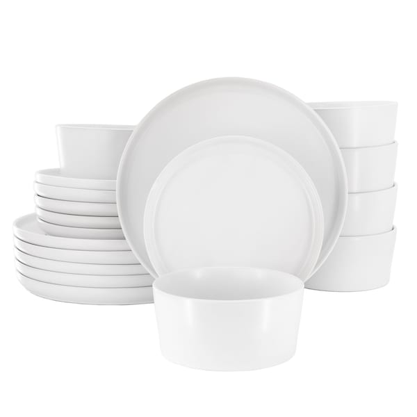 Elama Josh 18 Piece Stoneware Dinnerware Set in Matte White 750123182M - main