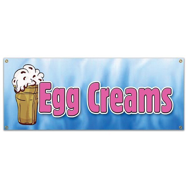 Signmission EGG CREAMS BANNER SIGN brooklyn style black and white chocolate soda fountain B-Egg Creams - main