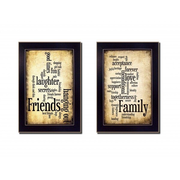 Homeroots Set Of Two Friends and Family Black Framed Print Wall Art, 2PK 405648 - main