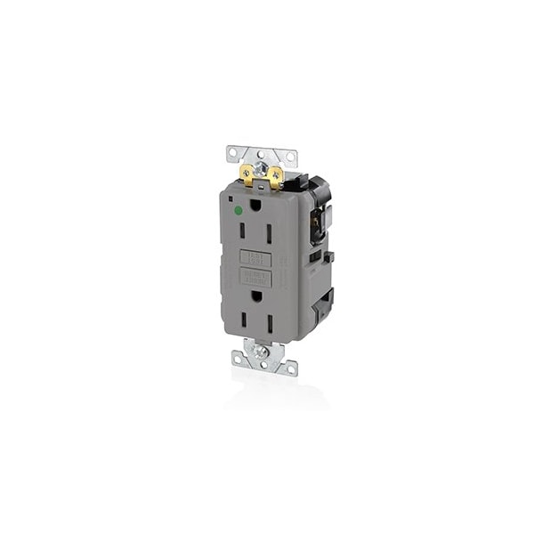 Leviton Self-Test GFCI Receptacle, Lev-Lok, 15 Amp, 125 VAC, 5-15R NEMA MGFN1-HGG - main