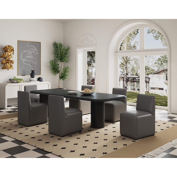 Manhattan Comfort Anna Square Faux Leather Dining Chair in Pewter - Set of 2 2-DC058-PE - main