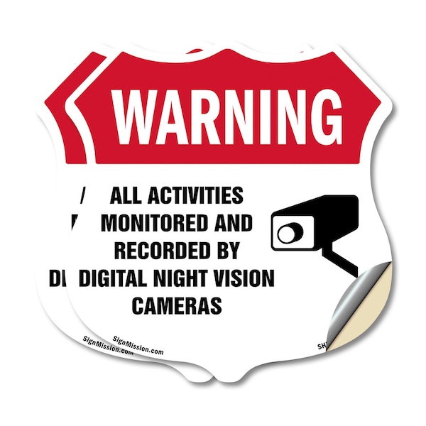 Signmission Video Surveillance Shield Label Set Warn, 18 inch X 18 inch, Vinyl Decal, 2PK SHI-D-2PACK-18-467 - main