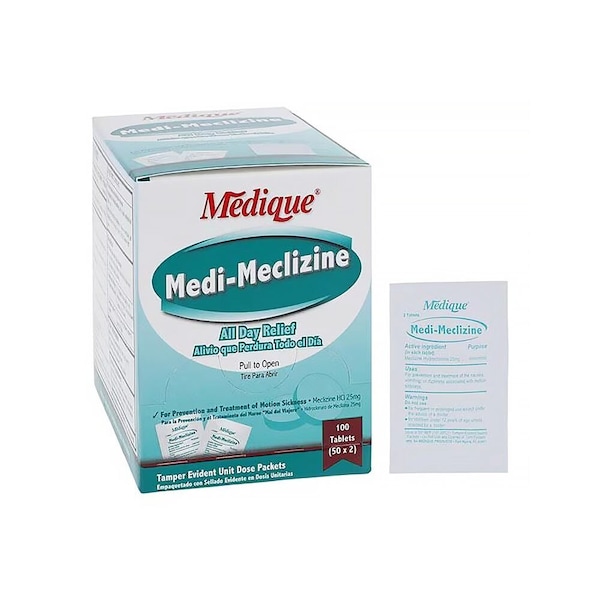 Medi-Meclizine Anti-Nausea Tablets 25mg Unit Dose Packet, 100PK 1519485 - main