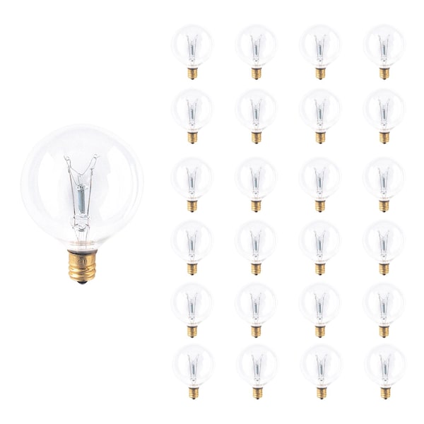 Bulbrite 15w G16.5 String Bulb Replacement Dimmable (E12) Candelabra Screw Base Incandescent Bulb, 2700K, 25PK 861613 - main