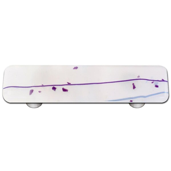 Palacedesigns Mardi Gras Purple with White Rectangle Glass Cabinet Pull - Aluminum Post PA171067 - main