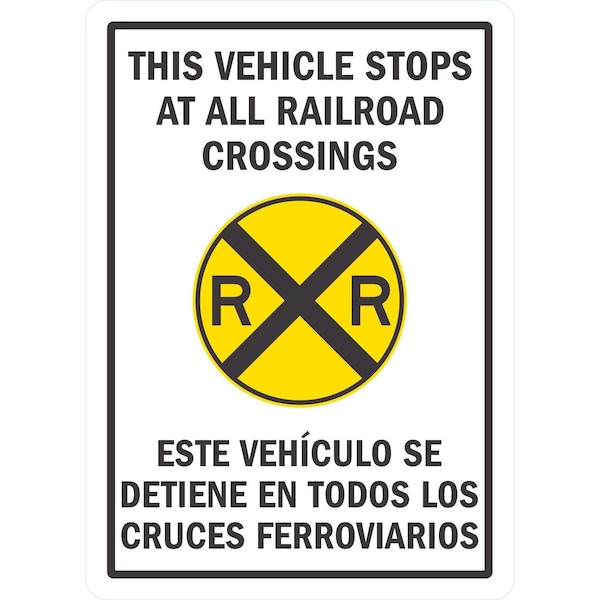 Lyle This Vehicle Stops At All Railroad Crossings (W/Sym), 10x14, Non-Reflective, White G-1128-NA_10x14 - main
