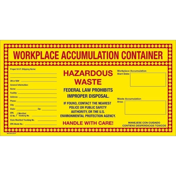 Accuform WASTE ACCUMULAT ION CONTAINER SAFETY MHZW22PSC - main