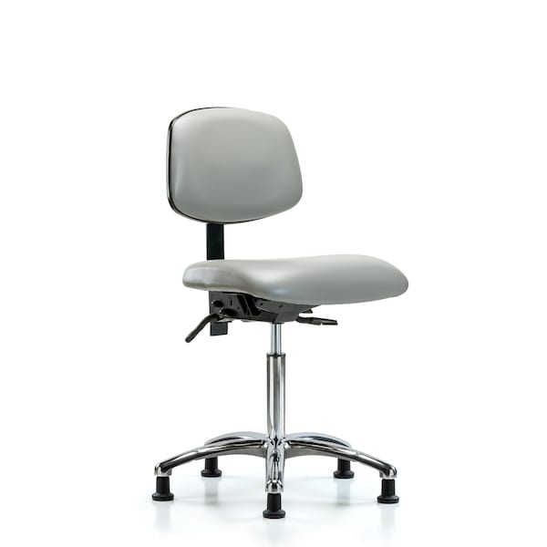 Blue Ridge Ergonomics Chair, Vinyl, Med Bench, Chrome Glides, Dov, No Arms, 22" to 29" Height, Dove BR-VMBCH-CR-T0-A0-NF-RG-8567 - main