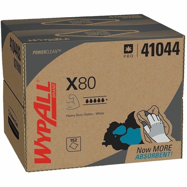 Wypall WypAll Power Clean X80 Heavy Duty Cloths (41044), Brag Box, White, 1 Box with 160 Sheets 41044 - main