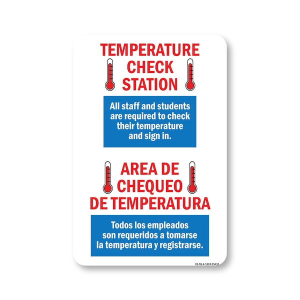 Signmission Public Safety Sign, Temperature Check Station Spanish, 24in X 18in Aluminum Sign, OS-NS-A-1824-25433 OS-NS-A-1824-25433 - main