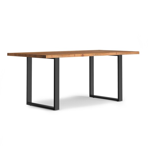 Homeroots 72" Natural and Black Wood and Iron Frame Base Dining Table 640723 - main