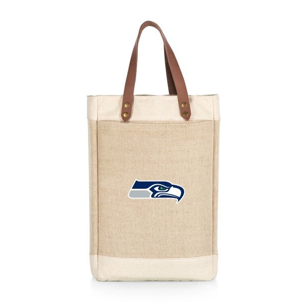 Picnic Time Family Of Brands Seattle Seahawks - Pinot Jute 2 Bottle Insulated Wine Bag, (Beige) 539-02-187-284-2 - main