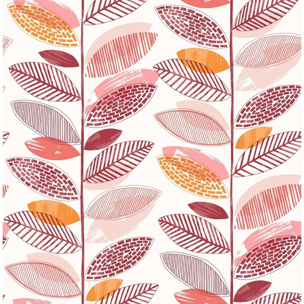 Brewster Nyssa Coral Leaves Wallpaper 2904-25684 - main