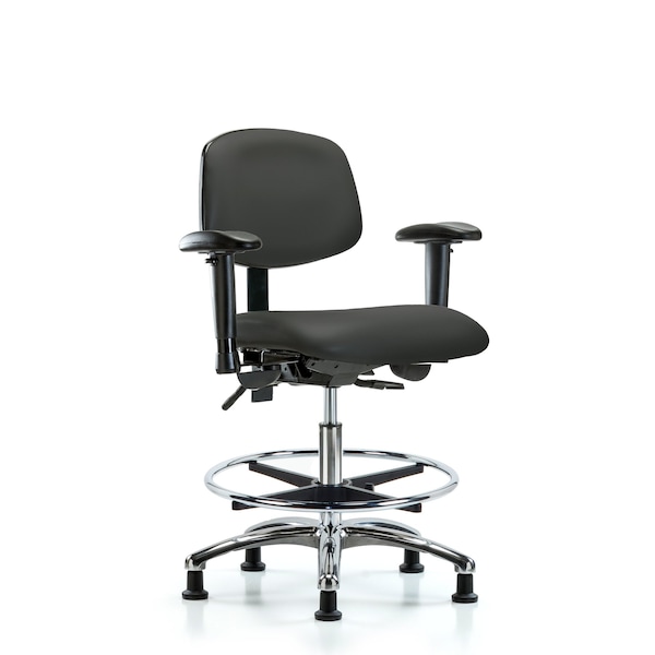 Blue Ridge Ergonomics Medium Bench Chair Chair, Vin, Med Ben, Chr Tilt AA CF Gld, Gry, Adjustable Arms, 22" to 29" Height BR-VMBCH-CR-T1-A1-CF-RG-8605 - main