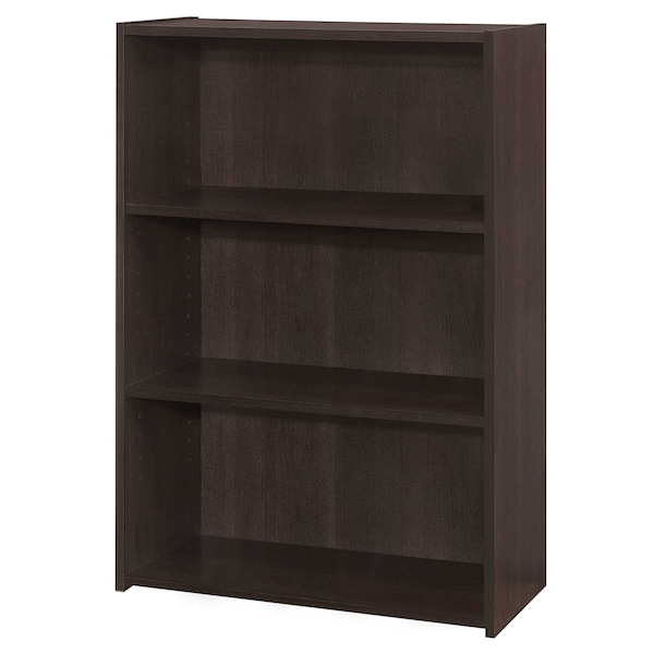 Homeroots 36" Espresso Wood Adjustable Three Tier Bookcase 355729 - main