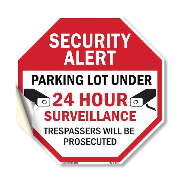 Signmission Security Alert Parking Lot Under 24, 10 Inch X 10 Inch, Vinyl Decal OC-D-10-116 - main