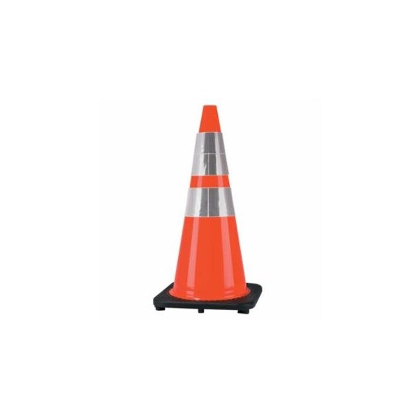 Cortina Safety Products DW Series Traffic Cone, 28 in H, 7 lb PVC, Orange/Black Base, Reflective Collar 831-03-500-10 - main