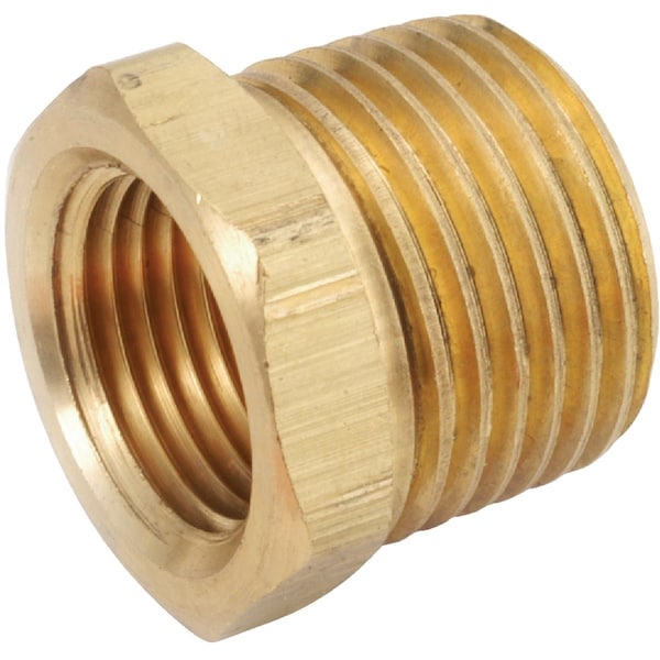Anderson Metals 1/2'' MPT x 3/8'' FPT Yellow Brass Hex Reducing Bushing 756110-0806 - main