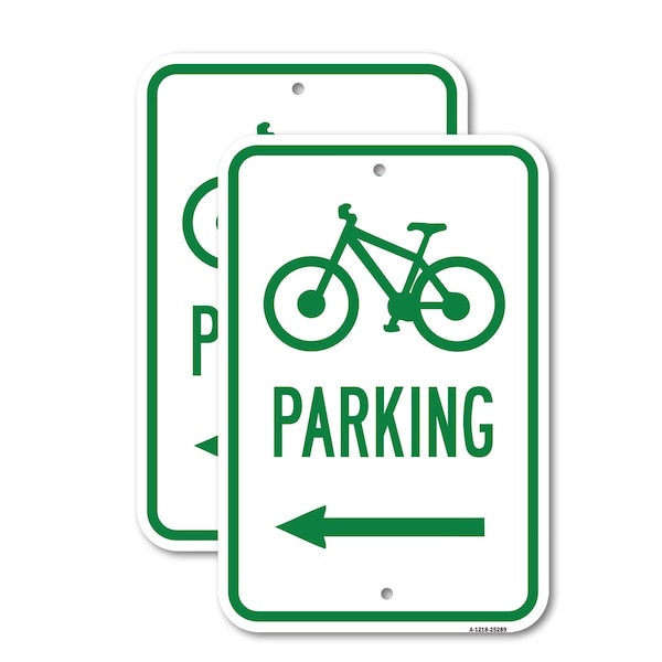 Signmission Bicycle Parking With Left Arrow, 18'' X 24'' 2 Signs, Heavy Gauge Aluminum, 2PK A-1824-2PACK-25289 - main