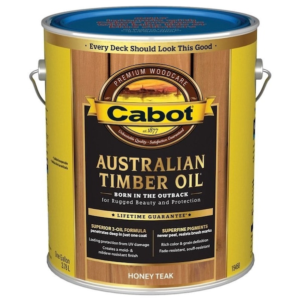 Cabot 19400 Series 140.0019458.007 Australian Timber Oil, Honey Teak, Liquid, 1 gal 19458 - main