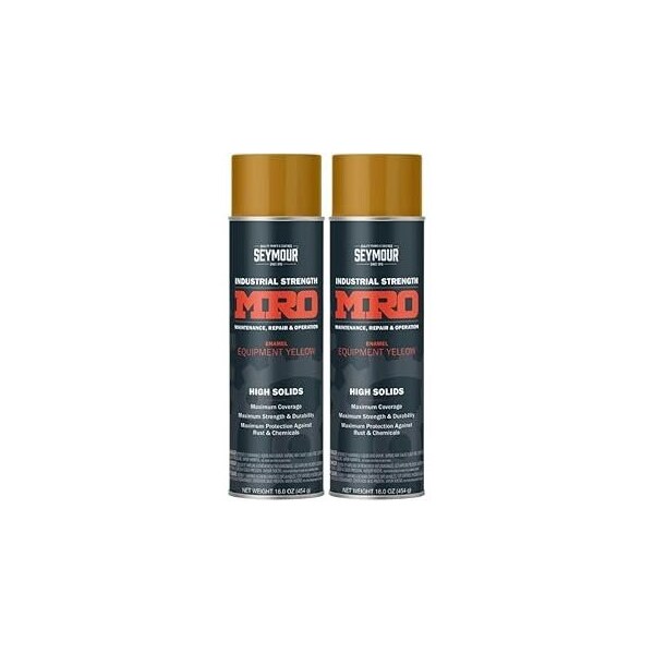 Seymour Midwest MRO Industrial High-Solids Spray Paint, New Equipment Yellow, 16 oz, 2PK 6201443-2 - main