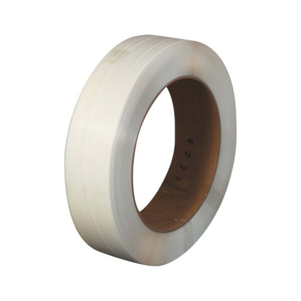 Partners Brand Polypropylene Strapping, Hand Grade, Embossed, 16" x 6" Core, 1/2" x 9000', White, 1/Coil PS1219 - main