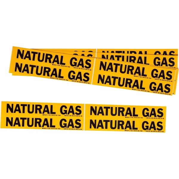 Brady Self-Adhesive Pipe Marker: NATURAL GAS, 1.125in H x 7in W, Pack of 5 Each, 5PK 103545 - main