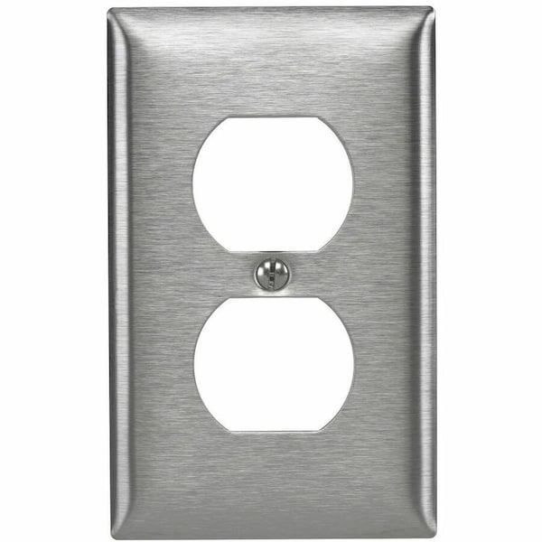 Hubbell Wiring Device-Kellems Wallplates and Boxes, Metallic Plates, 1- Gang, 1) Toggle Opening, 430 Stainless Steel SS8L - main