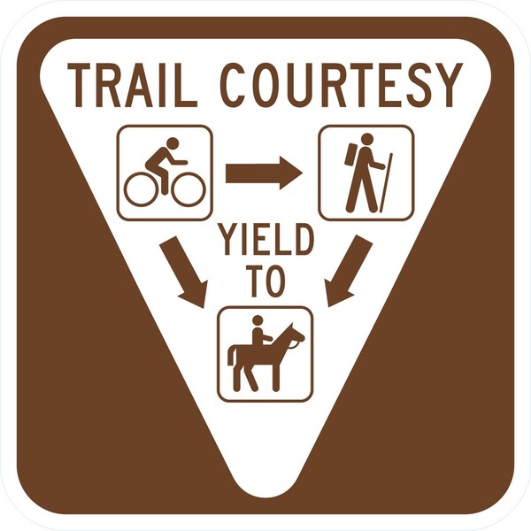 Lyle Trail Courtesy Yield To (W/ Graphic And Arrows), 12x12, Diamond Grade, Brown G-2172-DG_12x12 - main