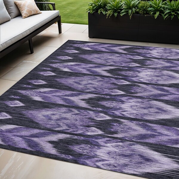 Homeroots 5' X 8' Purple Lavender And Plum Southwestern Washable Indoor Outdoor Area Rug 587825 - main