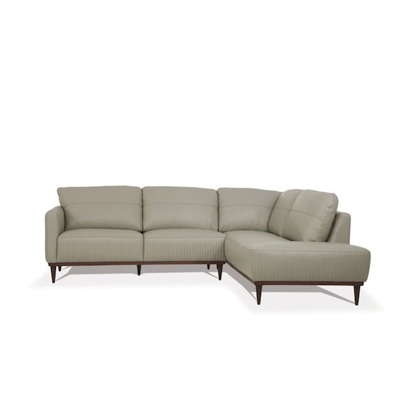 Homeroots Light Green Leather L Shaped Two Piece Sofa and Chaise Sectional 523996 - main