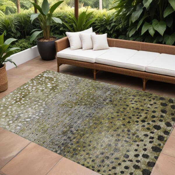 Homeroots 5' X 8' Brown Gray And Ivory Abstract Washable Indoor Outdoor Area Rug 603078 - main