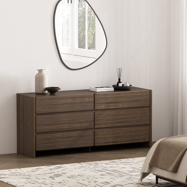 Manhattan Comfort Linda 72in Dresser in Walnut Brown (6-Drawer) DR011-BR - main
