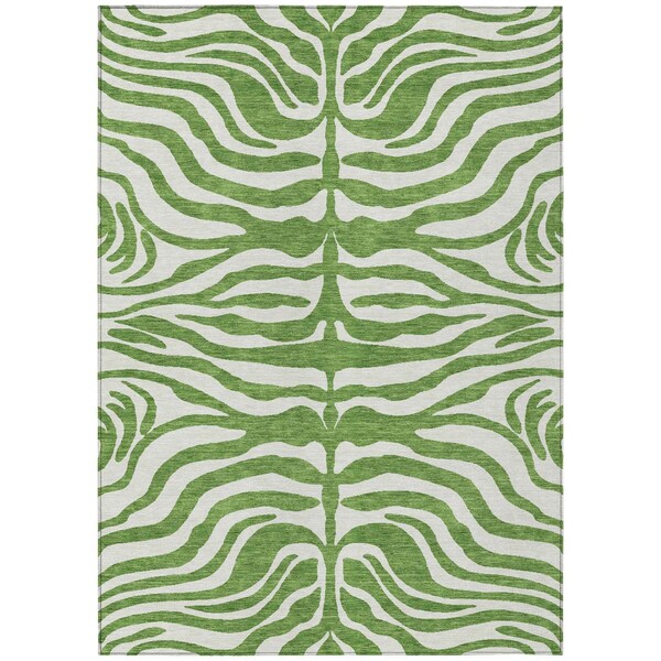 Homeroots 10' X 14' Green And Ivory Animal Print Washable Indoor Outdoor Area Rug 600611 - main