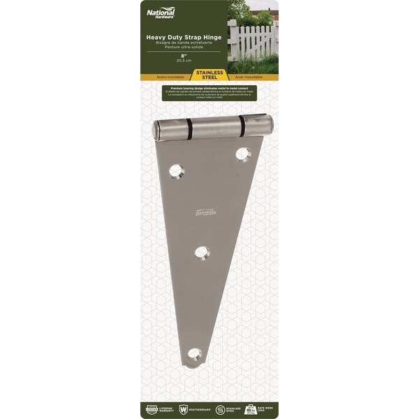 National Hardware 8'' Stainless Steel Heavy Strap Hinge N342-493 - main