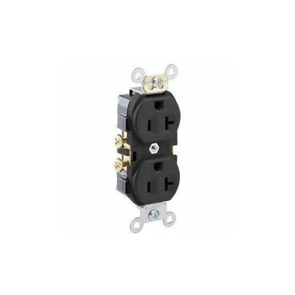 Leviton Straight Blade Receptacle, 5-20R, 20 A, 125V AC, 2 Pole, 3 Wire, Flush Mount, Self-Grounded CR20-E - main