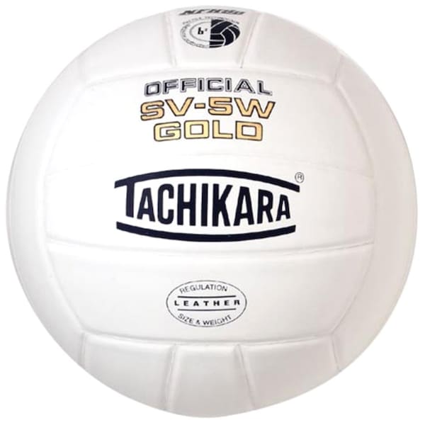 Tachikara SV5W-GOLD.NFHS Gold Competition Premium Leather Volleyball - White SV5W-GOLD.NFHS - main