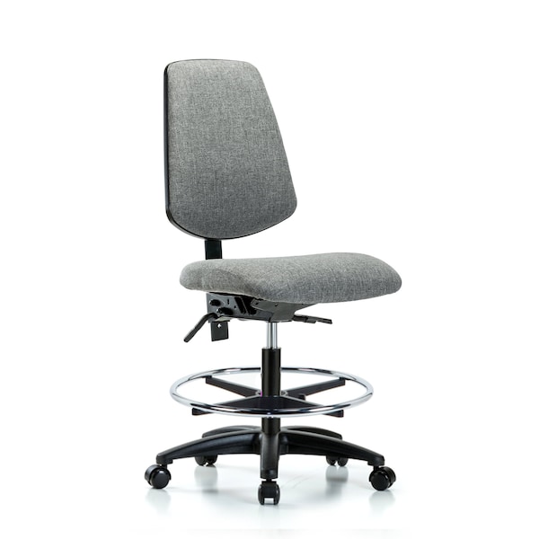 Blue Ridge Ergonomics Fab Med Bench Chair, Bk, CF, Cast, Gry, No Arms, 22" to 29" Height, Gray BR-FMBCH-MB-RG-T1-A0-CF-RC-F44 - main