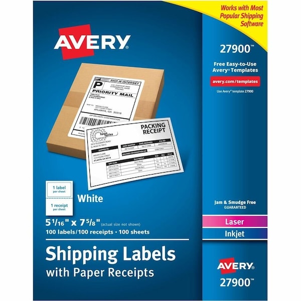 Avery Shipping Labels/Paper Receipt, 5-1, PK100 27900 - main