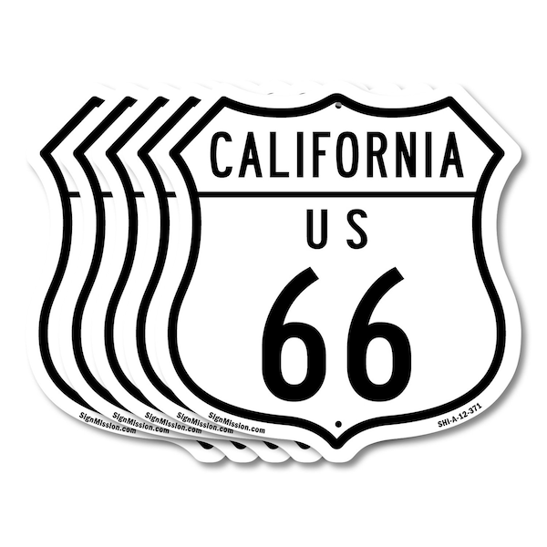 Signmission California Route Marker Shield Sign Us 6, 12 inch X 12 inch, Aluminum Metal Sign, 5PK SHI-A-5Pack-12-371 - main