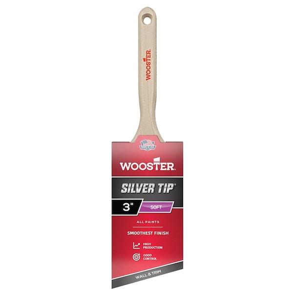 Wooster 3" Angle Sash Soft, Silver CT Polyester Bristle, Paint Brush, Wood Handle 5221-3 - main