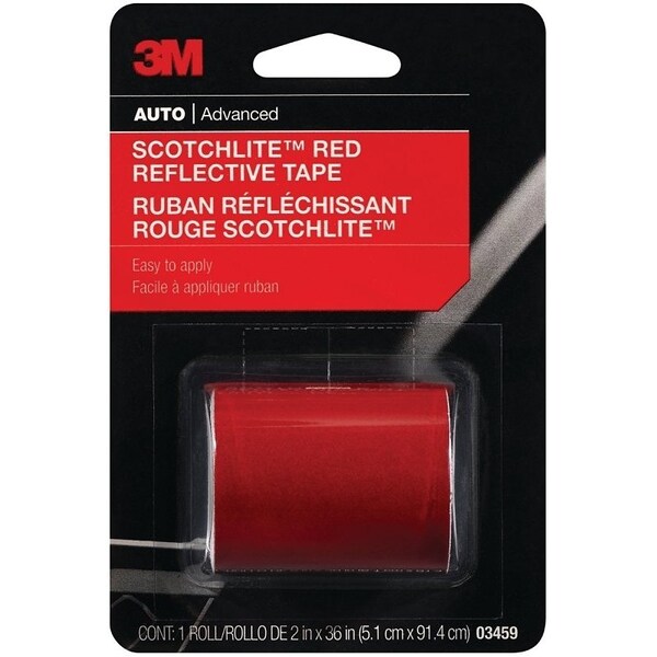 3M Scotchlite 0 Reflective Safety Tape, 36 in L, 2 in W, Red 3459 - main