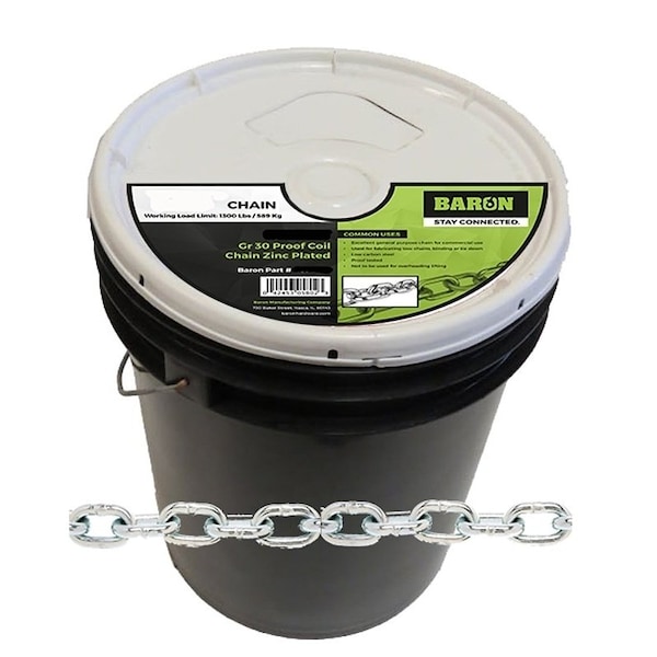 Baron Proof Coil Chain, 1/8 in, 500 ft L, 30 Grade PC3018P - main