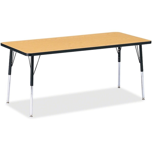 Jonti-Craft Berries Rectangle Activity Table, 30 in. x 72 in., A-height, Oak/Black/Black 6413JCA210 - main