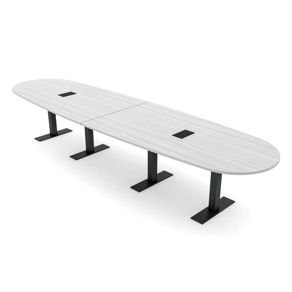 Skutchi Designs 14 Person Conference Table With Power Unit | 14' Boval Table | Harmony Series HAR-BOVL-48X168-T.BK-WA7976-EBLK - main