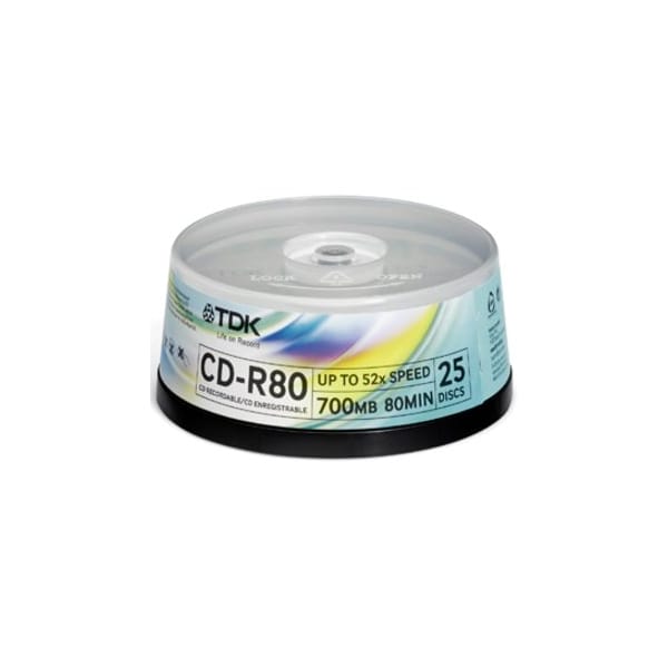 Tdk Electronics TDK CD-RW Media - 700MB - 120mm Standard - 25 Pack Spindle 27580 - main