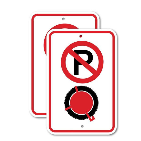 Signmission No Parking with Boot Symbol, 18'' X 24'' 2 Signs, Heavy Gauge Aluminum, 2PK A-1824-2PACK-2733 - main