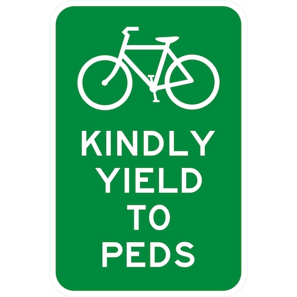 Lyle Kindly Yield To Peds (with Bicycle Symbol), 12x18, High Intensity Prismatic, White G-4340-HI_12x18 - main