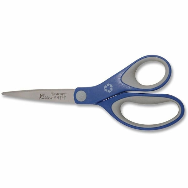 Acme United Westcott 15554 Straight KleenEarth Soft Handle Scissors, 8" length, Blue/Gray 15554 - main
